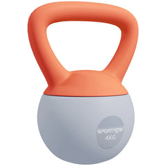 PURE 4KG Soft Kettlebell, Kettlebell with Non-Slip Handle for Home Gym, Weight Lifting, Strength Training, Orange/Grey
