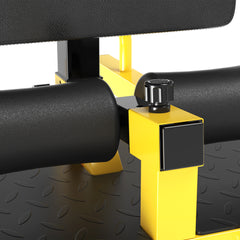 PURE Squat Machine with Push Up Stand, Padded Hip Thrust Bench with Adjustable Cushion for Home Gym Work Out, Yellow