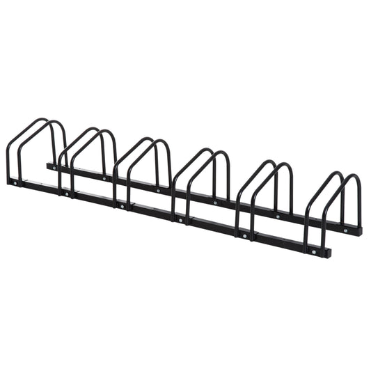 PURE Bike Stand Parking Rack Floor or Wall Mount Bicycle Cycle Storage Locking Stand 179L x 33W x 27H (6 Racks, Black)