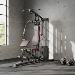 PURE Multifunctional Home Gym Equipment Workout Station, Chest Station, Butterfly Press & Leg Developer, 45kg Weight Stack Multi Gym Machine Fitness Equipment for Full Body Fitness