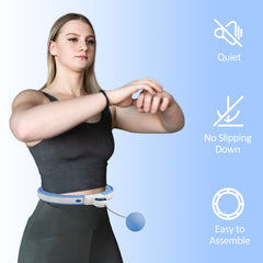 PURE Smart Weighted Hula Hoop, Massage Hula Ring w/ 16 Detachable Knots, 360° Auto-Rotating Ball, Digital Counter Light Blue