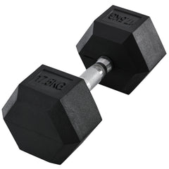 PURE 17.5KG Single Rubber Hex Dumbbell Portable Hand Weights Dumbbell Home Gym