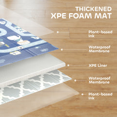 PURE Foldable Baby Play Mat, Baby Playpen, Reversible Foam Playmat, Floor Mats for Toddlers, Traffic and Grey Diamond Theme