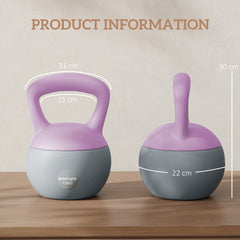 PURE 12KG Soft Kettlebell, Kettlebell with Non-Slip Handle for Home Gym, Weight Lifting, Strength Training, Purple/Grey