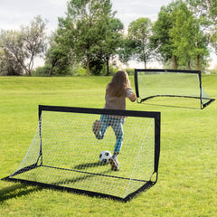 PURE Set of 2 Football Goal Net 6 x 3 ft Foldable Outdoor Sport Training Teens Adults Football with Carrying Bag Black