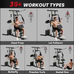 PURE Multi-Exercise Gym Station, with 45kg Weight Stack, for Full Body Workout
