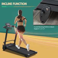 PURE 2.5HP 14Km/h Manual Incline Electric Running Machine Motorized Treadmill Folding, MP3 & USB Player, 12 Preset Programs, 5 Speed Shortcut, w/ WIDE RUNNING BELT, LCD Display, Drink Holders
