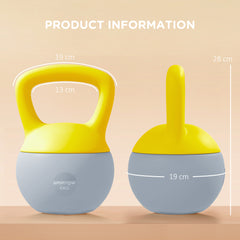 PURE 6KG Soft Kettlebell, Kettlebell with Non-Slip Handle for Home Gym, Weight Lifting, Strength Training, Yellow/Grey