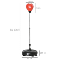 PURE Punching Bag with Stand, 133-151cm Adjustable Height, for Teens, Red/Black