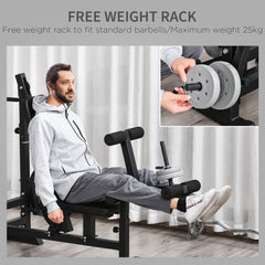 PURE Weight Bench with Adjustable Barbell Rack, Leg Extension, Preacher Curl Pad and 20kg Barbell Set