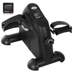 PURE Mini Exercise Bike, Portable Pedal Exerciser, Under Desk Bike with LCD Display for Legs and Arms Training, Black