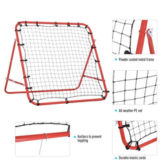 PURE Rebounder Net, Practise Kickback Goal, for Teens, Adults Training - Red