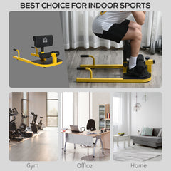 PURE Squat Machine with Push Up Stand, Padded Hip Thrust Bench with Adjustable Cushion for Home Gym Work Out, Yellow