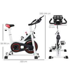 PURE Exercise Bike, 8kg Flywheel Stationary Bike Indoor Cycling Machine with Adjustable Resistance Seat Handlebar, White
