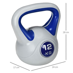 PURE Kettlebell, 12kg Kettle Bells with Handle for Home Gym Weight Lifting and Strength Training, Dark Blue and Grey