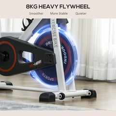 PURE Exercise Bike, 8kg Flywheel Stationary Bike Indoor Cycling Machine with Adjustable Resistance Seat Handlebar, White