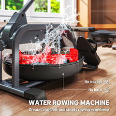PURE Water Rowing Machine with Wheels, Vertical Storage, Adjustable Resistance, for Strength, Cardio Training