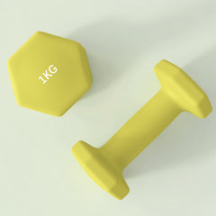 PURE 2 x 1kg Hexagonal Dumbbells Weights Set with Non-Slip Grip for Home Gym Workout, Yellow