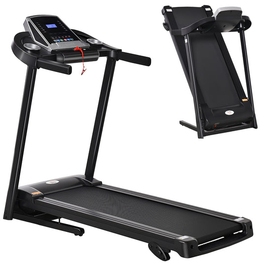 PURE Folding Treadmill, 2.0HP Incline Treadmill Running Machine, 12.8 km/h, with LED Display, Manual Incline, 12 Preset Programs, Drink & Phone Holder for Home Gym Fitness