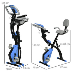 PURE 2-in-1 Folding Exercise Bike with 8-Level Magnetic Resistance, Arm Resistance Band, Pulse Sensor, Blue