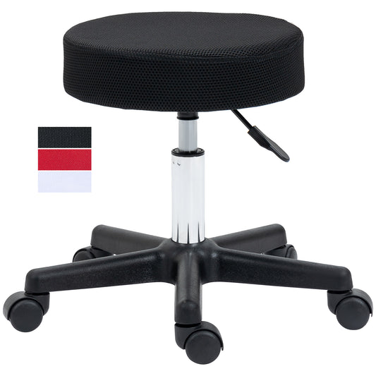 PURE Hydraulic Swivel Salon Spa Stool Height Adjustable Facial Massage Tattoo with 3 Changeable Seat Covers, Black