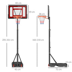 PURE Portable Basketball Hoop Stand 160-210cm Adjustable Height Sturdy Rim Hoop w/ Large Wheels Stable Base & Net Free Standing