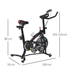 PURE Indoor Stationary Exercise Bike 6kg Flywheel Fitness Cardio Workout Bke Trainer for Home Gym w/ Adjustable Resistance LCD Monitor Pad and Bottle Holder Black