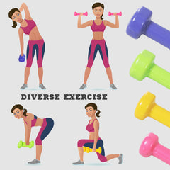 PURE 10KG Dumbbells Set with Carry Case, Hand Weights for Women and Men Home Gym Weight Lifting Training, Red, Yellow, Green, Purple