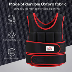 PURE 20kg Weighted Vest, Adjustable Running Weight Vest with 38 Weight Bags for Men or Women Cardio Exercise, Black and Red