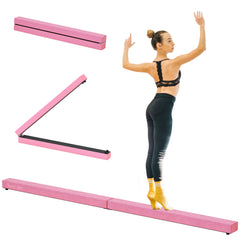 PURE 2.4M 8FT Gymnastics Folding Balance Beam Home Gym Training Exercise Sports - Pink