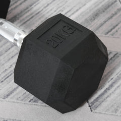 PURE 2x20kg Rubber Hex Dumbbell Portable Hand Weights Dumbbell Home Gym Workout Fitness Hand Dumbbell