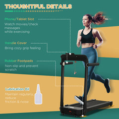 PURE 600W Foldable Steel Motorised Treadmill Running Machine w/ LCD Monitor Black