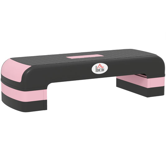 PURE Aerobic Step with 3-Level Adjustable Heights for Home, Office Exercise, Black and Pink