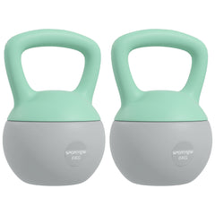 PURE 2 x 6kg Soft Kettlebell, Kettle Bell with Non-Slip Handle, for Home Gym, Strength Training, Cardio - Grey and Green