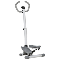 PURE Adjustable Twist Stepper Aerobic Ab Exercise Fitness Workout Machine w/ LCD Screen, Height Adjust Handlebars for Home Gym, White and Grey