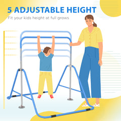 PURE Kids Gymnastic Bar, with Adjustable Height, Foldable Horizontal Bars - Blue