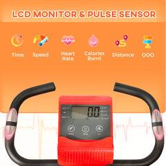 PURE 2-in-1 Folding Exercise Bike with 8-Level Magnetic Resistance, Arm Resistance Band, Pulse Sensor, Red