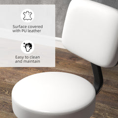 PURE Beautician's Swivel Salon Chair w/ Padded Seat Back 5 Wheels Adjustable Height Salon Hairdressers Tattoo Spa Rolling Cushion Professional 48cm White