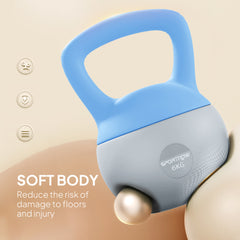 PURE 6KG Soft Kettlebell, Kettlebell with Non-Slip Handle for Home Gym, Weight Lifting, Strength Training, Light Blue/Grey