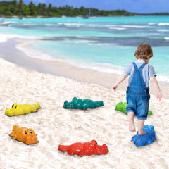 PURE 6PCs Kids Stepping Stones, Crocodile-Designed Sensory Toys, with Anti-Slip Edge Balance River Stones