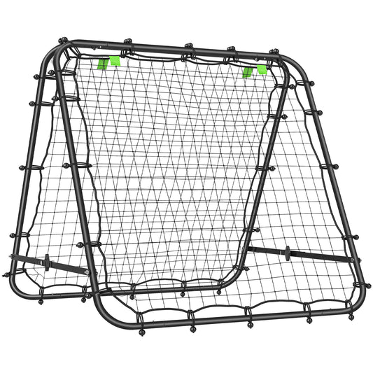 PURE Double Sided Football Rebounder Net, Football Rebound Goal with Five Adjustable Angles, Black