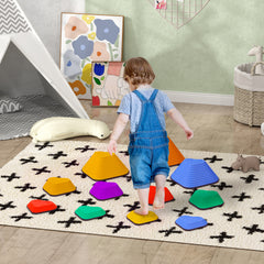 PURE 11-Piece Heart-Shaped Kids Balance Stepping Stones and Motor Skills, Multicoloured