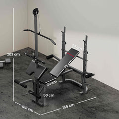 PURE Multi-Exercise Adjustable Weight Bench with Bench Press Rack