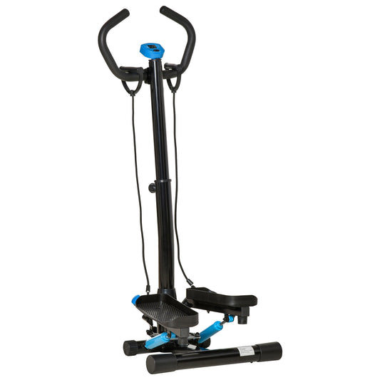 PURE Adjustable Twist Stepper Fitness Step Machine, LCD Screen, Height-Adjust Handlebars, Home Gym, Black and Blue