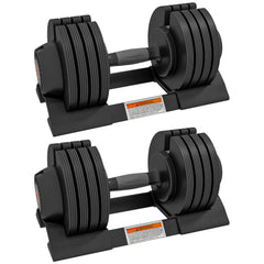 PURE 2 x 20KG Adjustable Dumbbells Set, 4-in-1 Weights Set with Storage Tray and Non-Slip Handle, Home Gym Fitness Equipment, Black