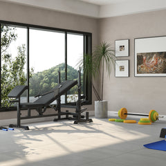 PURE Weight Bench with Adjustable Barbell Rack, Leg Extension, Preacher Curl Pad and 20kg Barbell Set