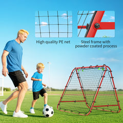 PURE Double Sided Football Rebounder Net, Football Rebound Goal with Five Adjustable Angles, Red