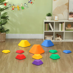 PURE 11-Piece Heart-Shaped Kids Balance Stepping Stones and Motor Skills, Multicoloured
