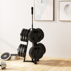 PURE Weight Tree Weight Rack for 5cm Weight Plates and Barbell Bar with 6 Fasten Clamps, 300kg Capacity