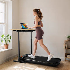 PURE Folding Walking Treadmill, Under Desk Walking Pad with Incline, Black